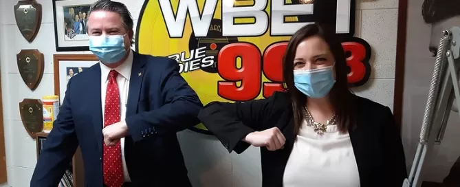 Sturgis Bank President Eric Eishen joined Executive Director Lindsay Aguilar to kickoff this year's event at WBET.