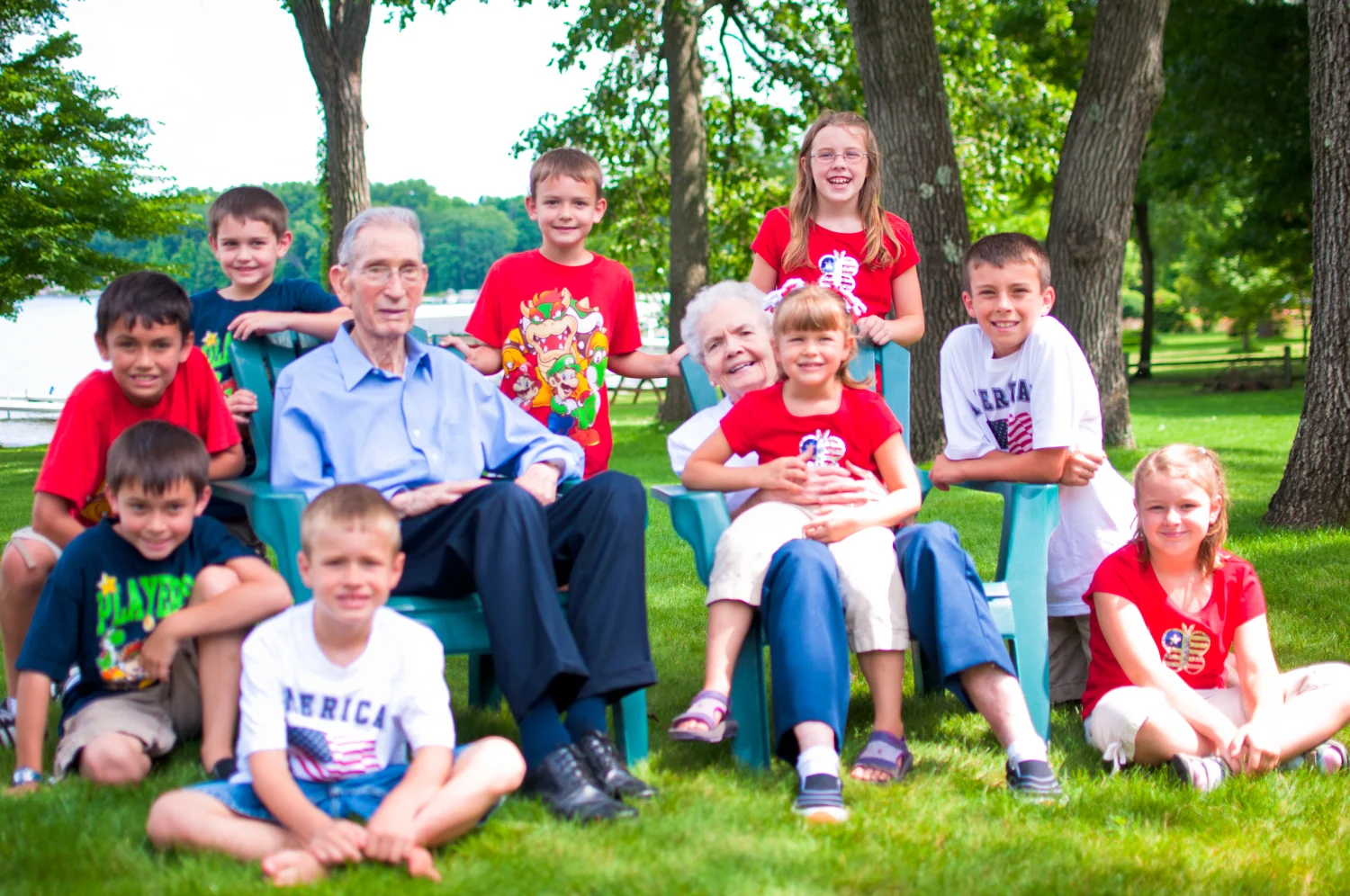 David Stuck with his wife, Lois, and their grandchildren